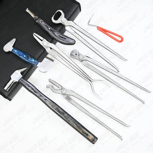 High Quality Sharp Hoof Knife Farrier kit Hoof Clincher Tool Nail Nipper 13 Inch Hot Fit <b>Tong</b> Steel Buffer with <b>Wooden</b> Handle - Product Image 5
