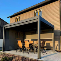 Pergola Taman Elektrik Retraktil yang Dapat Disesuaikan, Atap Retraktil Aluminium dengan Remote