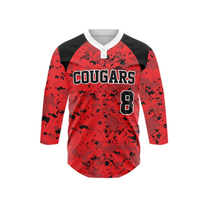 Maillot de baseball pour jeunes personnalisé avec logo d'équipe, sublimation, 100% polyester, maille respirante, boutons, manches longues - Product Image 1