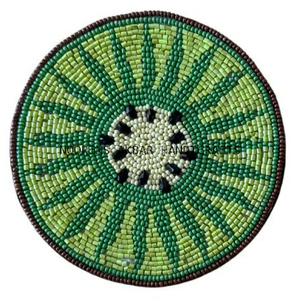 Handmade Beaded <b>Placemats</b> Set of 3 <b>Round</b> Shape Custom Table Decor, Crafted in India - Product Image 5