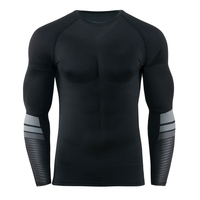 Maillots de compression durables pour hommes, à séchage rapide, en Spandex/Polyester, vêtements de fitness personnalisés, prix de gros, en stock