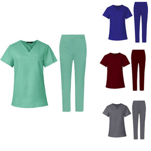 Uniforme Médico Unisex Casual de Manga Corta con Detección de Agujas, Pantalones Estilo Jogger con Cuello en V y Fusión sin Costuras para Uso Hospitalario - Product Image 6