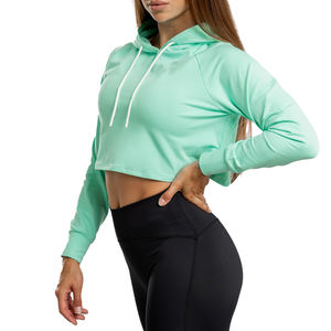 Sweat à capuche court pour femme à bon prix avec imprimé graphique ajusté col à capuche de couleur unie respirante pour l'hiver Logo personnalisé - Product Image 1