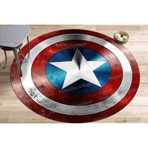 Alfombra de Capitán América, Regalo para Niño, Alfombra con el Escudo de Capitán América, Alfombra de Película, Alfombra de Chenilla - Product Image 1