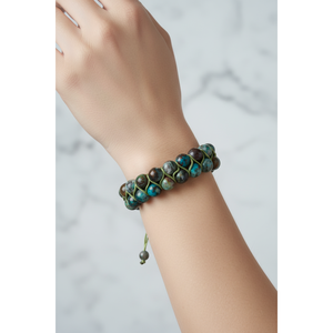 Bracciale in Macramè con Doppia Fila di Chrysocolla 8mm e Pietre Naturali - Product Image 2