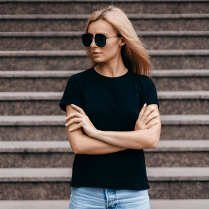 Camiseta Clásica para Mujer, Tejido Elástico Cómodo, Corte Moderno, Color Sólido, Ideal para Uso Casual en la Oficina, Ropa de Calle, Calidad de Exportación - Product Image 4