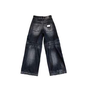 Jeans Boyfriend en Denim Évasé à Taille Moyenne Personnalisé, Déchiré, Vintage, Noir, Broderie, Respirant, Imperméable, à Carreaux, Léger, ODM - Product Image 4