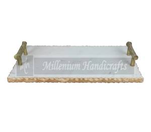 Plateau de service hexagonal en métal bordé d'or de qualité supérieure Design moderne pour le ramadan Artisanat en métal à prix raisonnable - Product Image 2