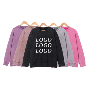 Sweat-shirt personnalisé de luxe délavé à l'acide de qualité supérieure col rond surdimensionné brodé personnalisé motif vintage imprimé pour unisexe - Product Image 5