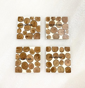 Posavasos de resina de Color con forma de tamaño personalizado, accesorios para té, posavasos de resina epoxi de madera de cedro, manteles individuales - Product Image 3