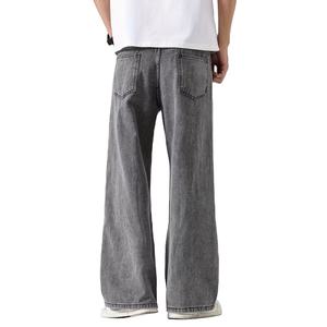 Jean en denim ample et respirant en coton pour homme, style streetwear vintage, avec logo personnalisé sur le devant, coupe droite décontractée et baggy - Product Image 4