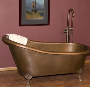 Bañera de cobre redonda de tendencia, bañera de hidromasaje personal, pozo de remojo japonés de pie, barato, asequible para Villa de lujo Apptt - Product Image 5