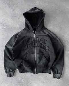 Sweat à capuche personnalisé en coton épais imprimé logo délavé au soleil pour hommes sweats à capuche surdimensionnés à épaules tombantes vintage délavés à l'acide pour hommes - Product Image 1