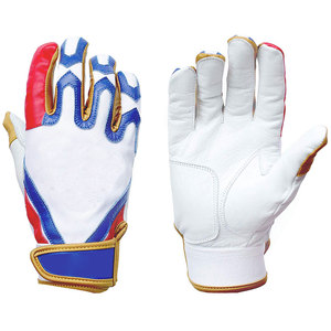 Gants de baseball à doigts entiers, blancs, rouges, bleus, en cuir, fermeture auto-agrippante, antidérapants, pour droitier, adulte, toutes saisons - Product Image 6