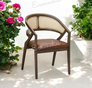 Chaise en bois de rotin et bambou antique, style nouveau, canne naturelle pour balcon, salon, jardin, parc ou villa, portable - Product Image 5