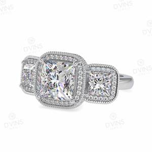 Classique personnalisé 100% satisfaction garantie 14k bague de fiançailles de mariage Solitaire or VVS Lab diamant taille princesse - Product Image 3