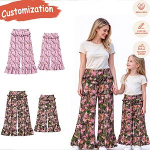 Pantalons à jambes larges imprimés camouflage assortis pour toute la famille OEM/ODM, vêtements assortis maman et fille, imprimé camouflage - Product Image 1