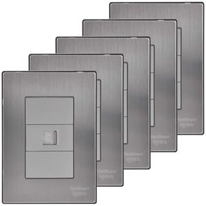 Extensión de pared RJ11, MXIUN-005, 5 piezas, toma de teléfono, RJ11 CAT3, plateado, acero inoxidable/PC. - Product Image 1