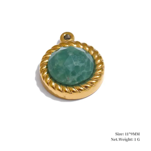 Pendentif vintage à fermoir, pierre d'aventurine verte, laiton, 10 à 15 mm, prix de gros et MANGALMAY CORPORATION - Product Image 1