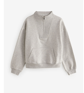 เสื้อสเวตเตอร์สวมหัวคอกลมปักโอเวอร์ไซส์ผ้าคอตตอนผ้าฟลีซแบบรูดซิปครึ่งตัว - Product Image 3