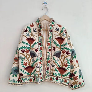 Chaqueta Suzani de Algodón Hecha a Mano, Abrigo Boho Tribal TNT, Chaqueta de Moda para Festivales, Chaqueta Étnica Bordada, Abrigo de Algodón Suzani - Product Image 1
