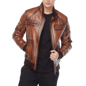 Blouson d'hiver personnalisé pour homme en cuir enduit, coupe droite, respirant, coupe-vent, en nylon et coton teint uni, style vintage - Product Image 3