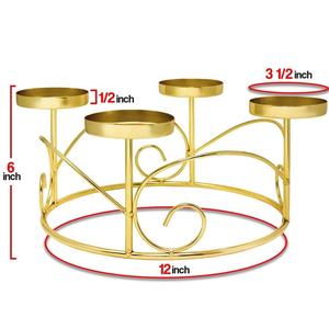 <b>Pillar</b> <b>Candle</b> Holder Golden Colored Round 4 Head Premium <b>Candle</b> Stand Shiny <b>Candle</b> Stand for Royal & Luxuries Decoration - Product Image 2