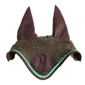 Alta calidad personalizado caballo mosca velo oreja capó color marrón ecuestre producto de equitación con todos los diseños disponibles - Product Image 1