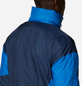 Chaqueta cortavientos de nailon azul de alta calidad para hombre, cuello levantado Reversible, cremallera, lona con capucha de invierno con forro polar liso, venta al por mayor - Product Image 6