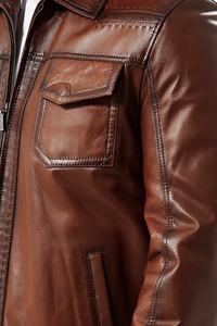 Vestes en cuir pour hommes sportifs avec logo personnalisé Vente chaude d'hiver imperméable de grande taille avec logo sur le devant en toile - Product Image 5