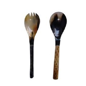 Cuillère double ton en bois de corne noire faite à la main la plus populaire avec un design élégant d'incrustation Couverts à manger uniques Cuillères de service artistiques - Product Image 2