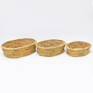 Artex Dong Thap Natural Woven Rattan Oval Eco-Friendly Multifunction <b>Bread</b> Tray Serving Set - Product Image 2