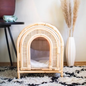 Comfortable Striped Square Classic Rattan Dogs <b>Portable</b> Pet <b>Bed</b> - Product Image 1