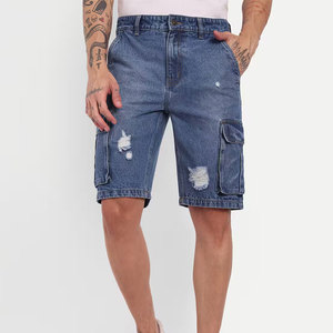 Short en jean avec logo personnalisé de haute qualité pour hommes 100% coton couleur unie Streetwear Style vieilli prix de gros numérique - Product Image 1