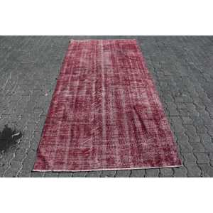3.9x8.2 ft Turkish Traditional <b>Wool</b> Rug <b>Red</b> White Striped Patchwork Area Rug with Latex Backing - Product Image 1