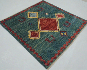 Abstract Gabbeh lorri baft Oriental Area Rug Wool Hand-Knotted blue base Carpet for Living room hotels office commercial - Product Image 2