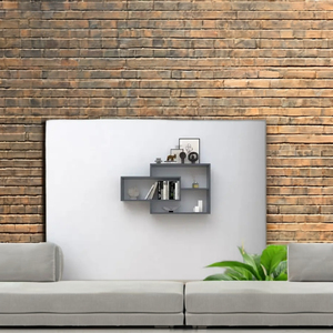 Étagère murale grise élégante KARO pour la décoration de la maison, solution de rangement pratique et fonctionnelle pour le salon - Product Image 6