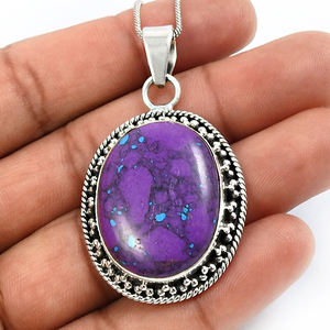 Amazing Purple <b>Copper</b> Turquoise Gemstone Handmade Oval Shape Pendant 925 Sterling Silver Custom Jewelry Wholesale Factory Price - Product Image 5
