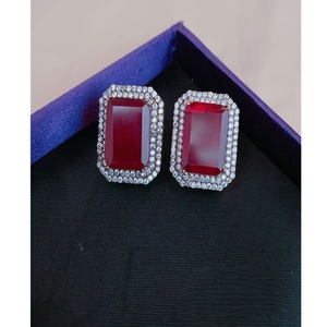 ที่น่าสนใจประกายเงินชุบทองเหลือง Zircon โบราณเสร็จสิ้นต่างหู-เครื่องประดับของขวัญอินเทรนด์สำหรับผู้หญิง - Product Image 1