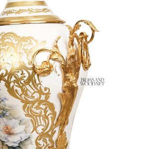 Vintage Decorative <b>Vase</b> with Floral Art and <b>Gold</b> Accents Classic Porcelain Style Home Decor Piece - Product Image 2