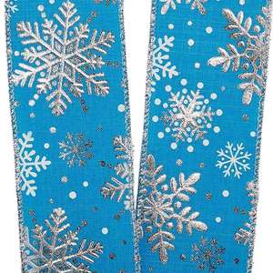 Snowflake Christmas <b>Wired</b> <b>Ribbon</b> for Festive Decorations - Product Image 4