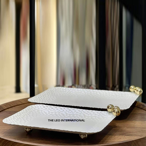 Plato de servicio creativo para cocina, hogar, Hotel, restaurante, plato de alimentos y plato de fruta, platos de comedor redondos de madera y Metal de Color Natural - Product Image 5