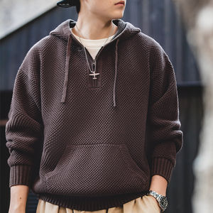 Sudaderas Personalizadas para Hombre, Tejido Waffle, Material de Algodón y Acrílico de Alta Calidad, Media Cremallera y Estilo con Capucha, Características Transpirables - Product Image 3