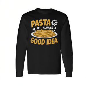 Maglietta a Maniche Lunghe Unisex con Scritta 'La Pasta È Sempre una Buona Idea', T-Shirt Promozionale per Adulti - Product Image 2