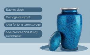 โกศใส่ศพสำหรับผู้ชายและผู้หญิงโกศสีฟ้าป่าใหม่สำหรับงานศพของผู้ใหญ่และผู้ชาย - Product Image 4