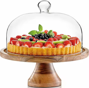 Elegant ArtisanVibe Acacia Wood Handmade Eco-Friendly Non-Toxic Rectangle Dessert Display Stand with Glass <b>Cover</b> - Product Image 1