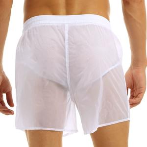 Adult Mens <b>See</b>-<b>Through</b> <b>Shorts</b> Elastic Waist Pure Color Drawstring Quick Beach <b>Shorts</b> Swim Trunks with Bulit-in Mesh Briefs - Product Image 3