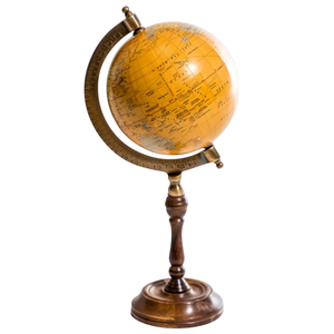 Globo de papel del mundo verde antiguo Base de madera Acabado vintage Mapa del mundo Estructura interior educativa Modelo de metal para geografía - Product Image 4