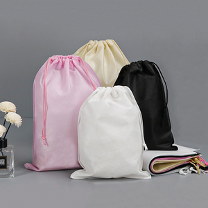 Plain Dyed Nonwoven Drawstring Pouches in Pink White <b>Black</b> Beige Portable Storage Gift Bags Storage and Gift Packaging - Product Image 4