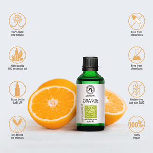 Huile Essentielle d'Orange Bio Aromatika 50ml Certifiée ECOCERT COSMOS Pressée à Froid Citrus Sinensis Huile d'Aromathérapie Bio Douce - Product Image 2
